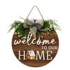 Warm Home 2D Round Welcome Sign 2D Flat Wall Sign New Hanging Wooden Board  Front Door Decor