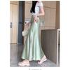 Lace Splicing Acetate Satin New Chinese Style Gentle Temperament Slimming Skirts
