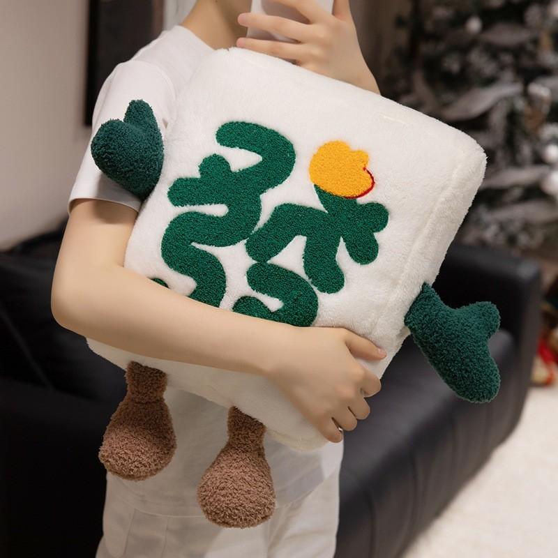 Entzückendes Mahjong-Kissen mit weichem Plüschbezug für Schreibtischstuhl und Entspannung im Wohnzimmer