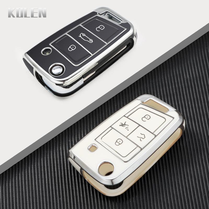 Tpu Car Key Case Cover Shell Fob For Vw Volkswagen Golf 7 Mk7 Tiguan Mk2 For Seat Ateca Leon Fr 2 Ibiza Skoda Octavia A7 Keyless