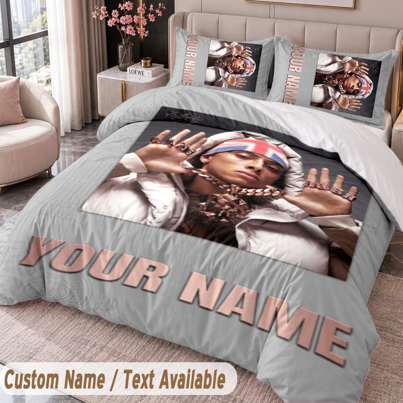 Custom Name Text 3Pcs Bedding Set Central Cee Duvet Cover And Two Pillowcases