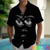 Camisas Hawaianas con Gráfico de Cara Sonriente Divertida Blusas de Manga Corta con Estampado 3D de Anime Blusa con Cuello para Fiesta de Vacaciones Verano