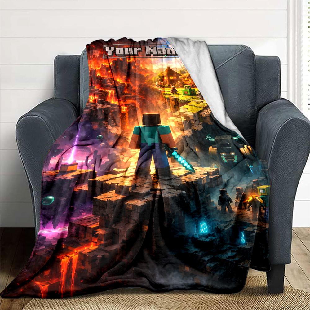 Minecraft Customize Text Blanket Cozy Customizable Blanket Ultra-Soft Perfect for Office Chair Sofa Chair Seaside Four Seasons Universal