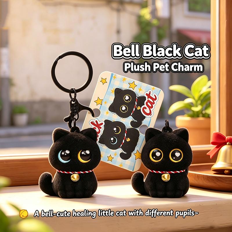 New Cute Cat Keychains Black Cats Keychains For Bag Halloween Party Favors Gifts Kawaii Keyrings Bag Charm Halloween Decor