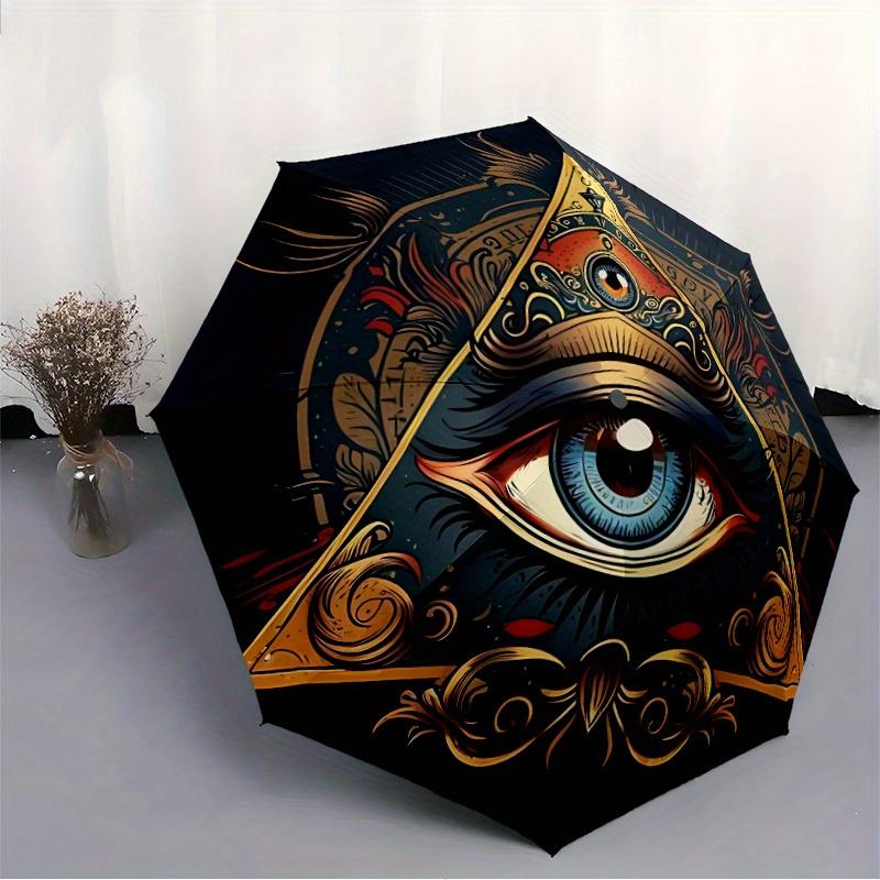 1pc EYE OF PROVIDENCE Automatic Opening/closing umbrella, Reinforced 8-Rib Construction, Compact Travel Umbrella yy250808164