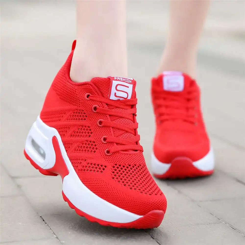Knitting Round Toe Woman Tennis Vulcanize Ladies Shoes Size 42 Dark Green Sneakers Sport Cheap Designers Particular