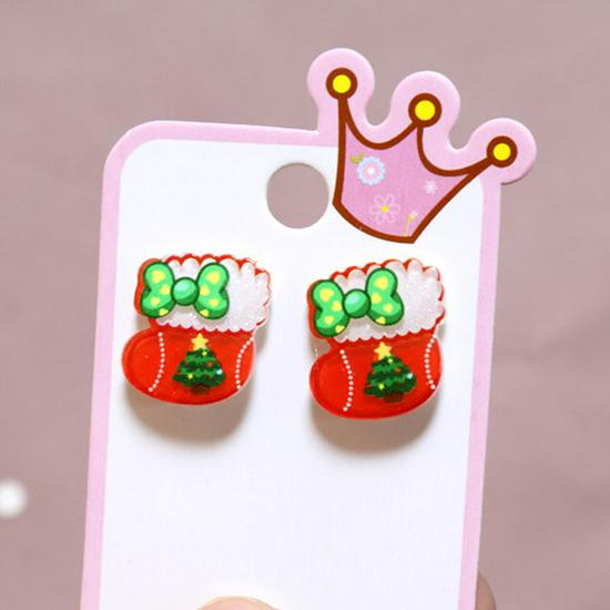 

Мультяшные смоляные глянцевые детские рождественские клипсы для ушей в виде цветов и студенческие серьги