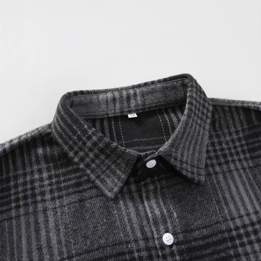 Men’s Checked Long-sleeved Shirt – Men’s Business and Casual Shirt