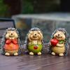3 Pcs Mini Hedgehog Figurine Cute Small Ceramic Animal Statue for Fairy Garden Bonsai Plant Pots Micro Landscape Decor