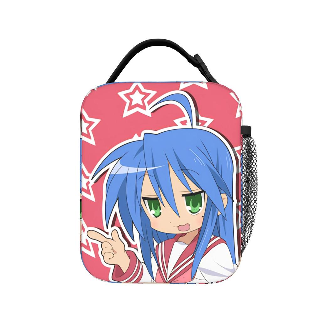 Anime Girls Lucky Star Insulated Lunch Bag Portable Izumi Konata Reusable Thermal Bag Lunch Box Tote Beach Picnic Men Women