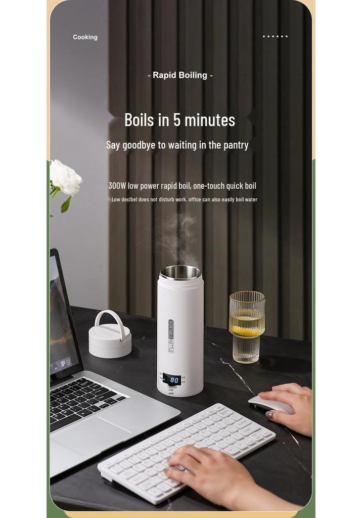Compact Electric Thermos Kettle for Home, Office, and Travel