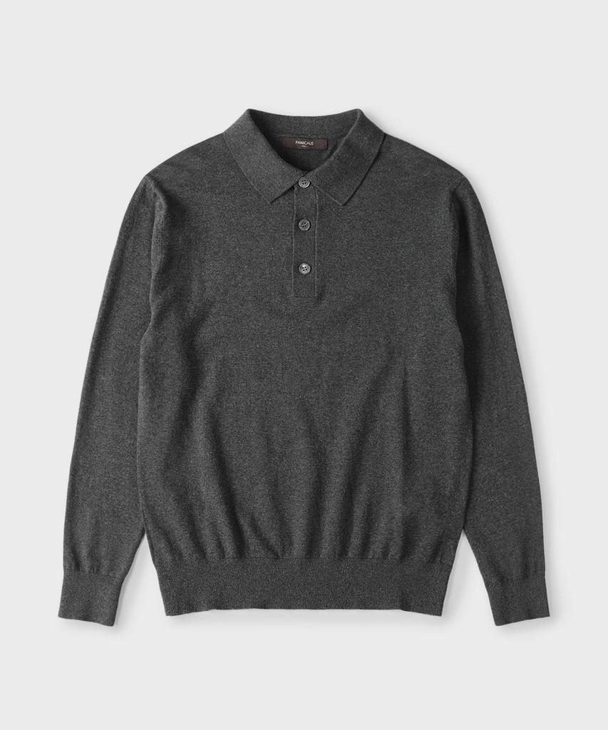 PANICALE Dark Gray Cotton Collared Knit
