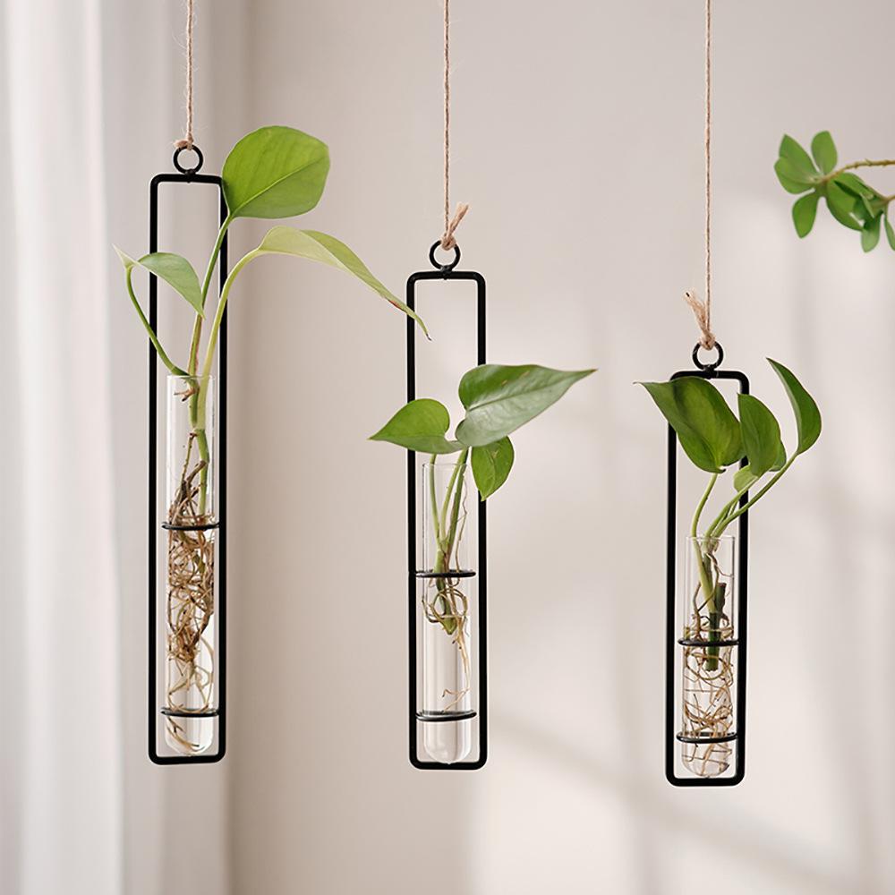 Home Decoration Flower Wall Vase Flower Nordic Test Tube Vases Clear Glass Container Wall Hanging Air Plant Flower Bottle Vase