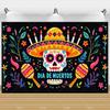 1pc Mexican Day of the Dead Background Skeletons Guitar Dia De Muertos Festive Decoration Party Supplies Fiesta Photo Shoot Prop