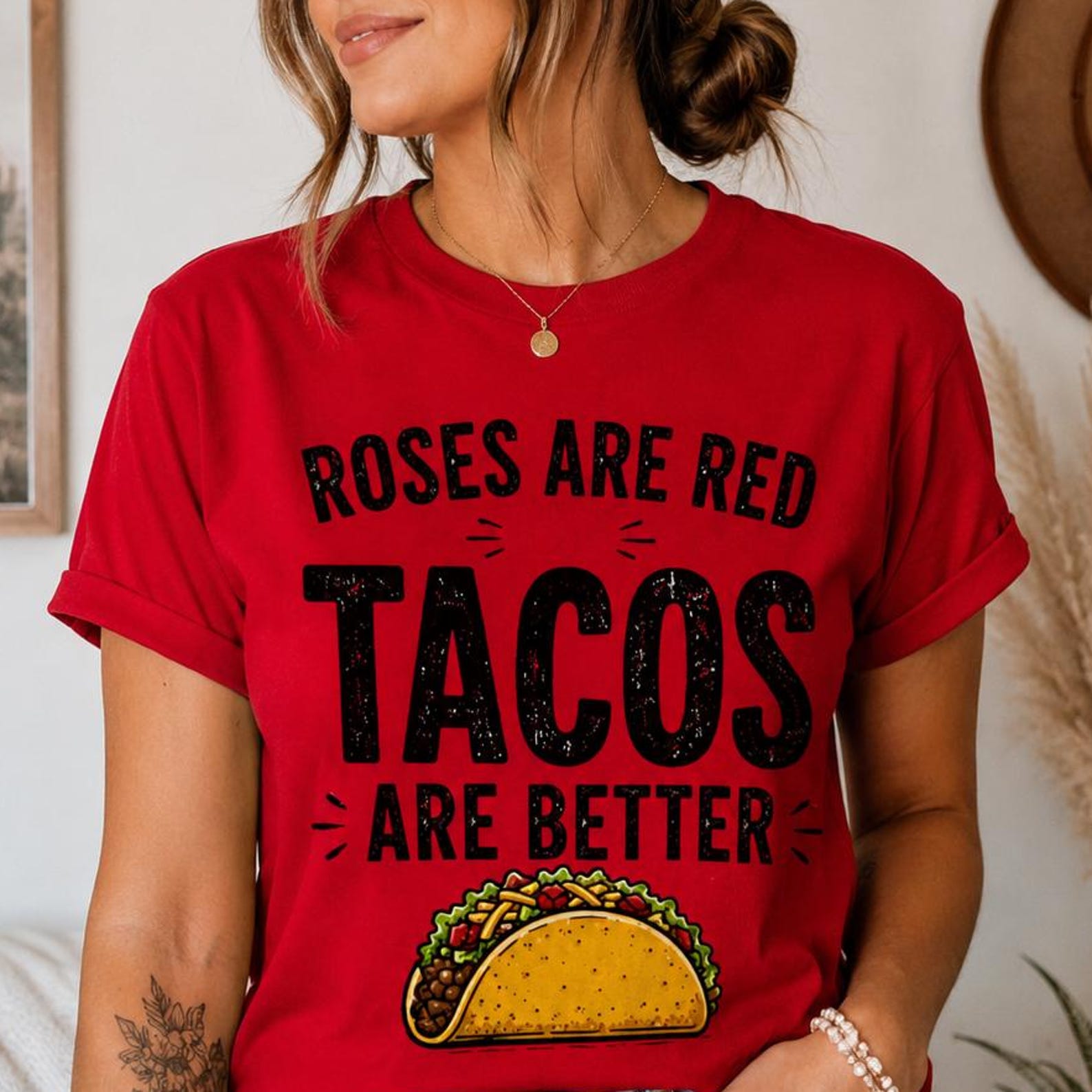 Funny Taco Valentine Shirt, Roses Are Red Tacos Are Better Tee, Valentine s Day Shirt, Taco Lover Gift, Cute Foodie Graphic T-Shirt M