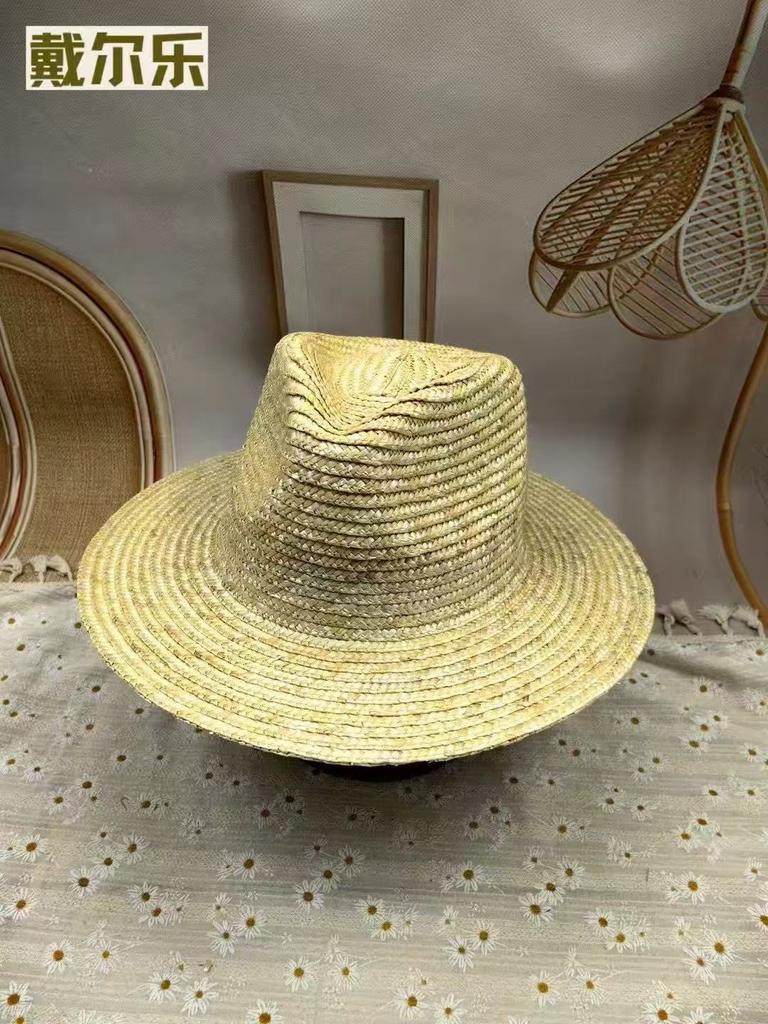 Natural Grass Retro Japanese Top Hat Unisex Straw Straw Straw Hat Summer Shading Sun Protection Beach Vacation Sun Hat