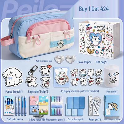 Milky Blue Sea Mist: Large Capacity Pencil Case for Stylish Elementary School Girls