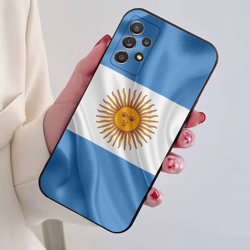 A-Argentina Football Fan Support Flag Phone Case For Samsung S25,S24,S21,S22,S23,S30,Ultra,S20,Plus,Fe,Soft Silicone Black Cover