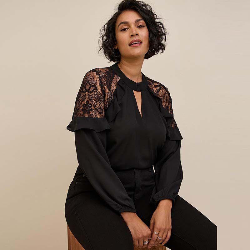 

A77 100.00 кг Женская шифоновая блузка большого размера, стройнящая, скрывающая живот Black 1