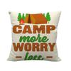 Happy Camper'S Lettered Design Pattern Digital Printing Short Plush Pillow Covers For Car Sofa Office Cushion Cover Home Goods