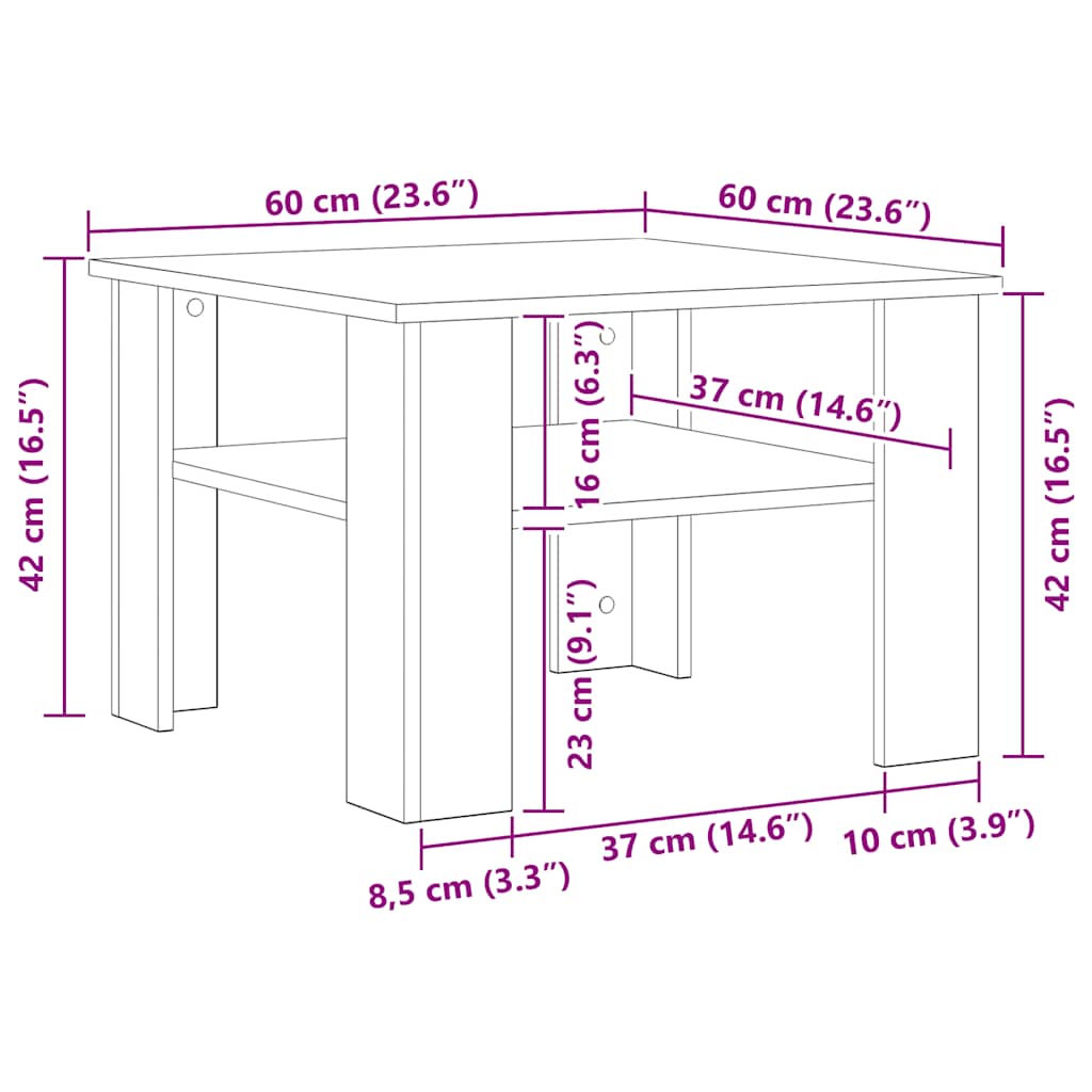 Coffee Table Black 60x60x42 Cm Particleboard