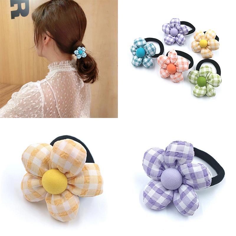 

Модные аксессуары для волос, новые решетчатые цветочные головные уборы, резинка, очаровательные высококачественные милые веревки для волос, модные резинки для хвостиков для девочек, милые, 1 шт.