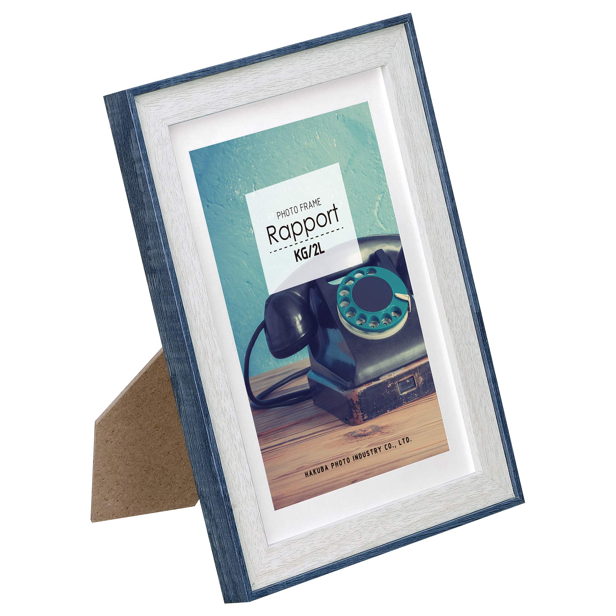 

HAKUBA Wooden Photo Frame Lapole Size Blue with Stand Wood Grain Pattern Hanging Cord Included 2L/KG FWRP-BL2L синий