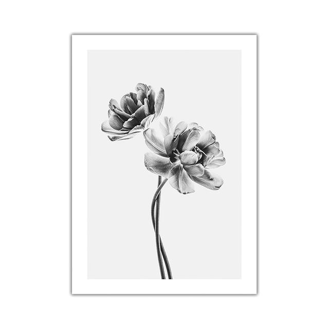Wall Art Canvas Painting Bloom Peony Black White Flower Nordic Minimalist Posters And Prints Wall Pictures for Living Room Decor