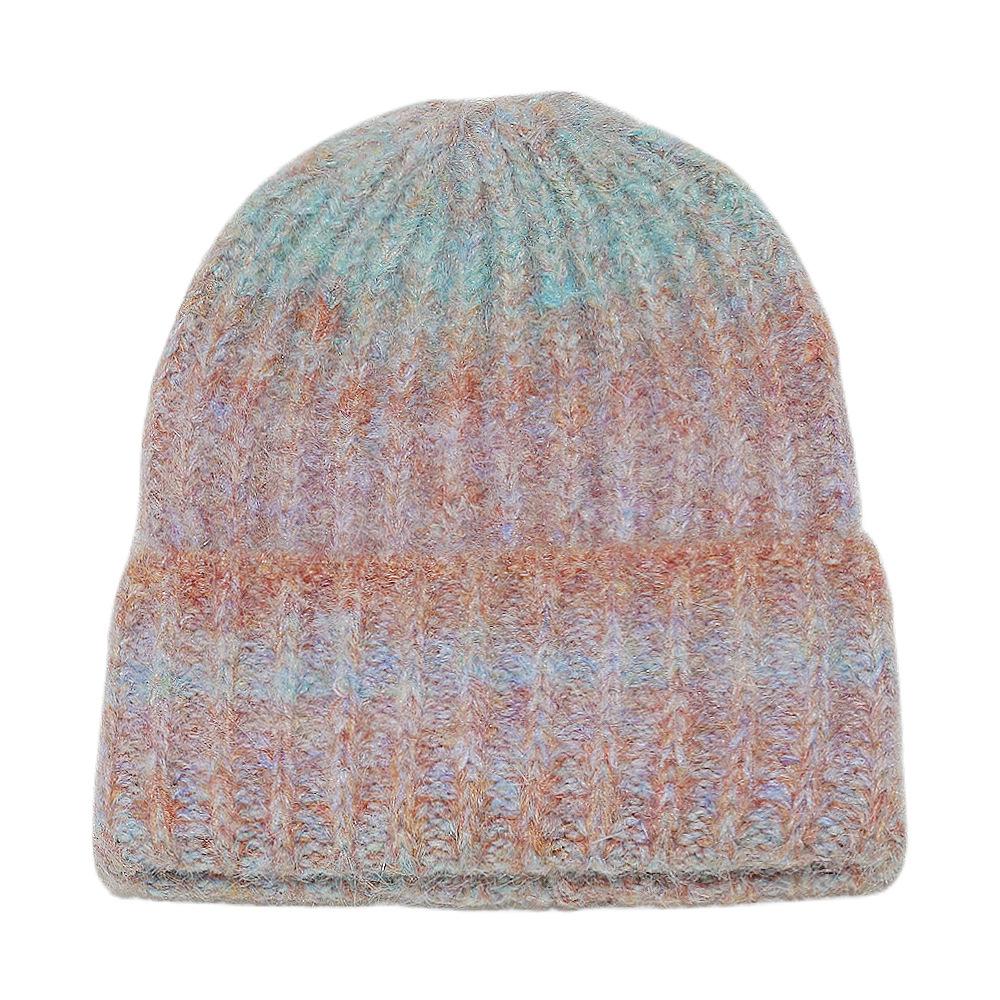 Autumn and winter pullover hat fashion versatile ear protection hat tie-dye gradual change color knitted hat winter hat women
