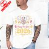 Happy New Year 2026 Celebration Party Lover Baloon Firework Short Sleeve Cotton Top All Seasons Casual Fashion Comfortable Tees