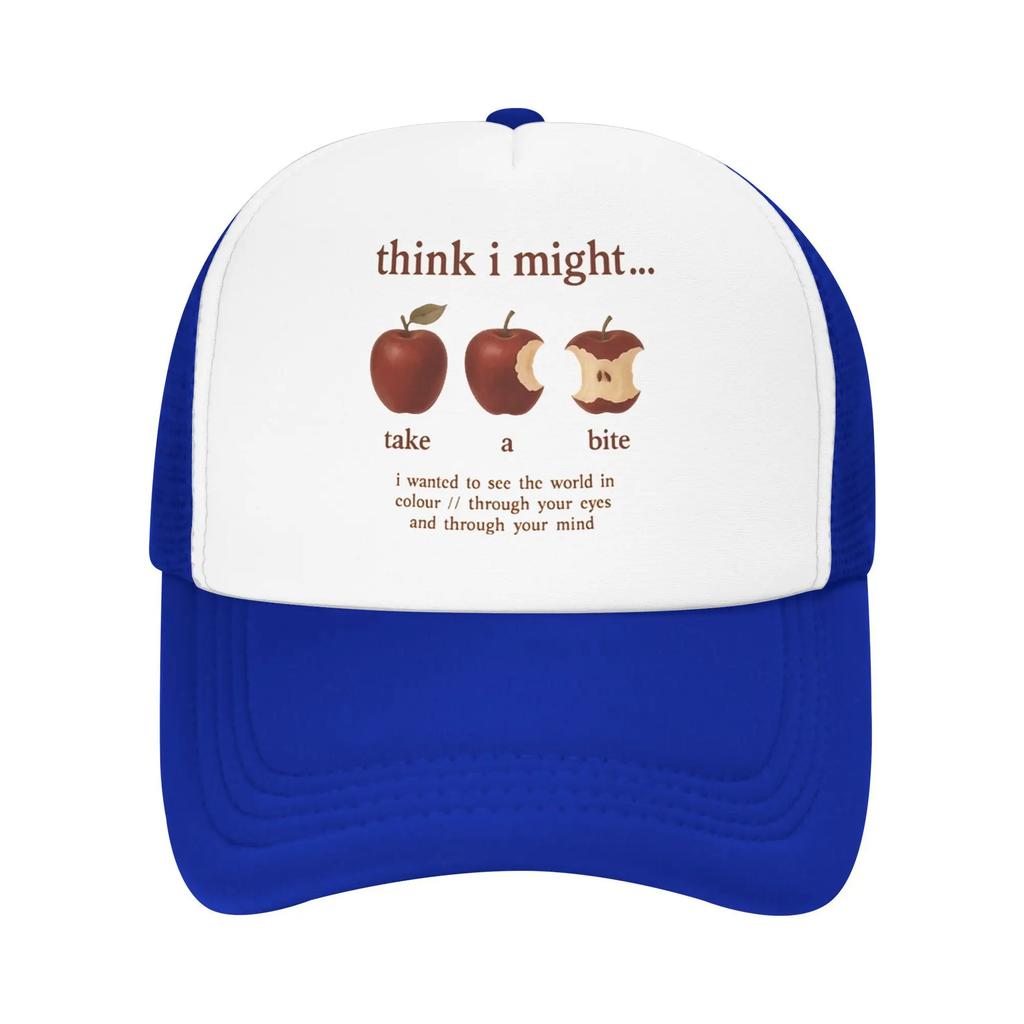 Take A Bite Poetic Apple Art Print Baseball Cap For Men Women Breathable Mesh Side Hats Caps Adjustable Fit For Casual Wear
