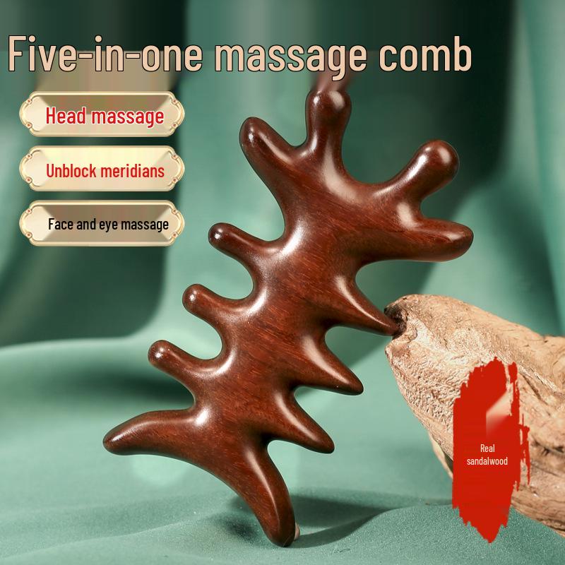 Upgrade: Multi-Functional Sandalwood Massage Comb & Gua Sha Tool for Scalp, Face, Eye, and Meridian Therapy.