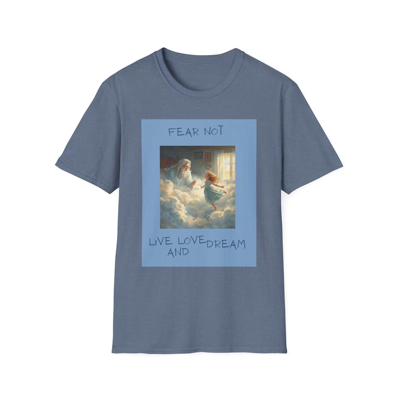 Fear Not angel painting T shirt | Live Love Dream text S