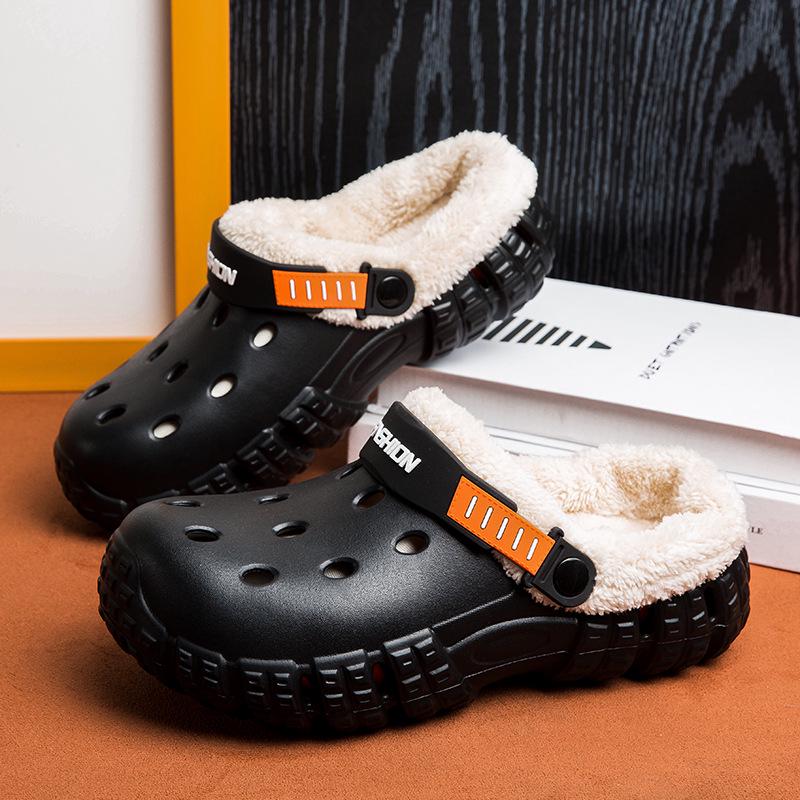 Men s and Women s 2025 Winter Non-Slip Suede Cotton Slippers with Thick Flat Sole 36-37