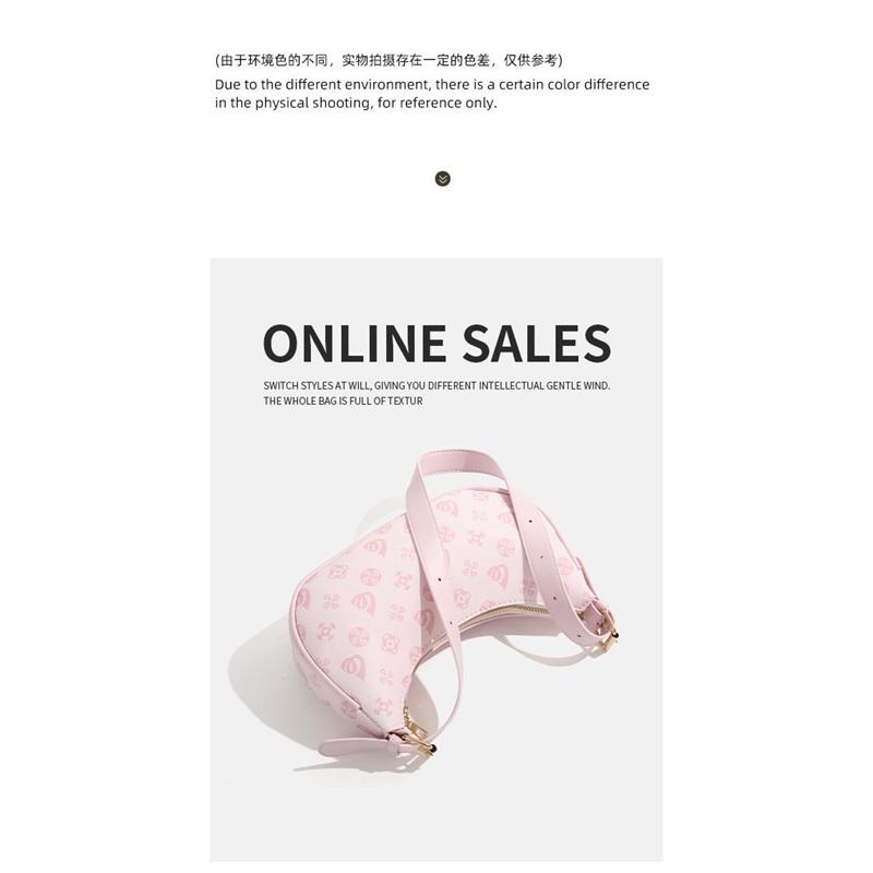 New Fashion Moon Shape Print Ladies Underarm Purse, Chic All-Match Multiway Top Handle Shoulder Bag For Daily Outfit