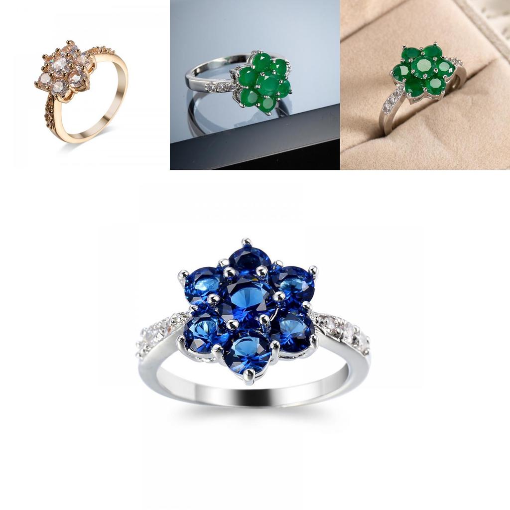 Crossborder Fashion Jewelry Ring With Colorful Zirconia And Gold Plating For Women