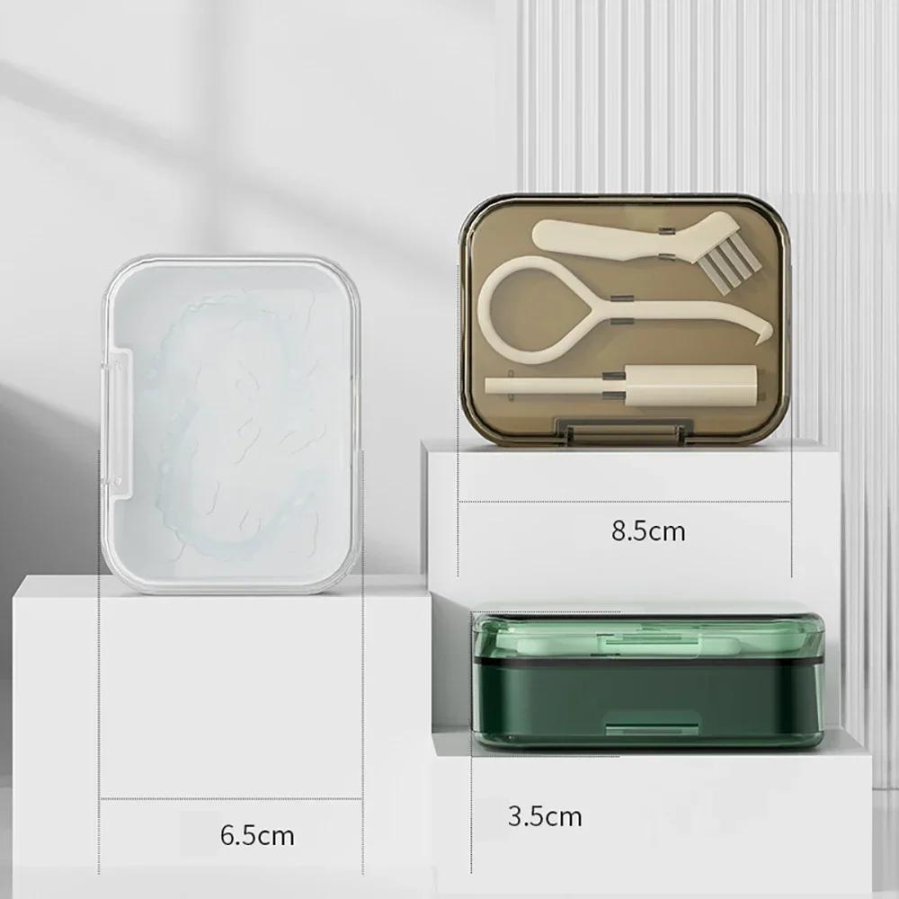 Double Layers Denture Box Braces Storage Box with Teeth Cases Bath Cleaning Case Denture Cleaning Tooth Storage Portable Case