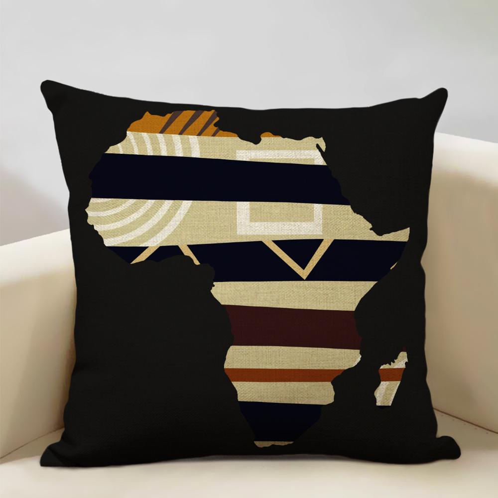 Map of Africa Geometrics Sofa Decorative Pillow Case African Pattern Cushion Cover LinenThrow Pillowcase