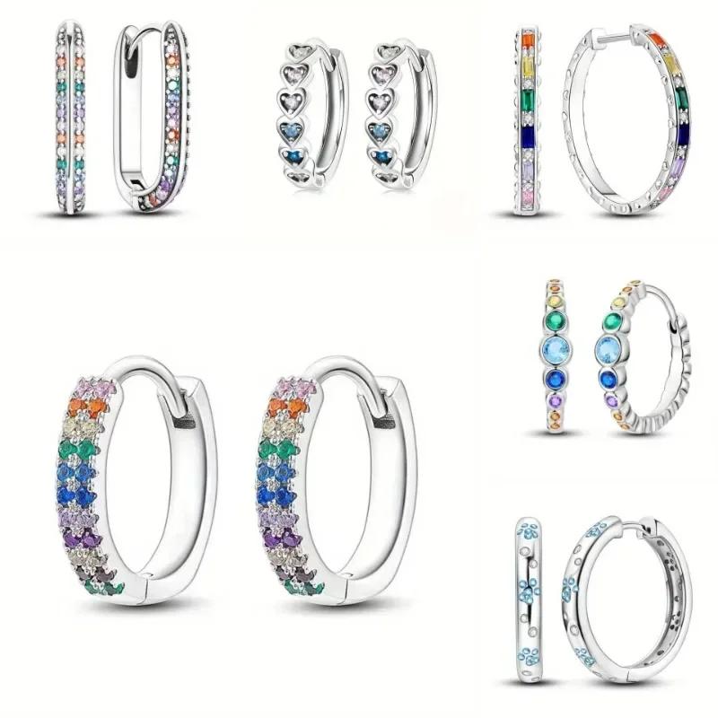 Simple Fashion Women's Earrings Geometric Color Inlaid with Zircon Personalized Trend Niche Light Luxury High-end Trend Party