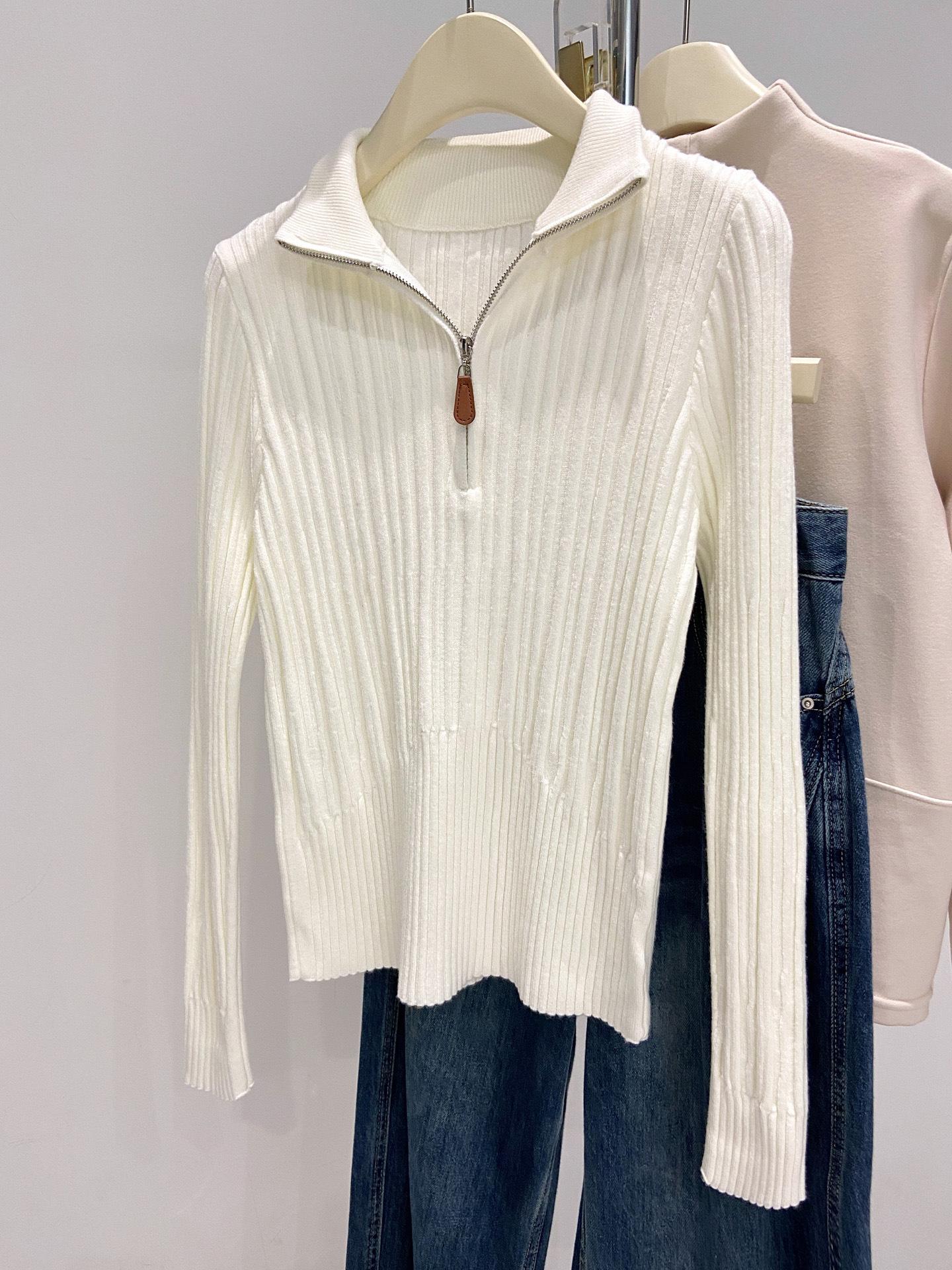 

Pit strip knitted sweater women s semi-zipper stand-up collar with long-sleeved top inside, waist and thin bottoming shirt in autumn and winter L белый