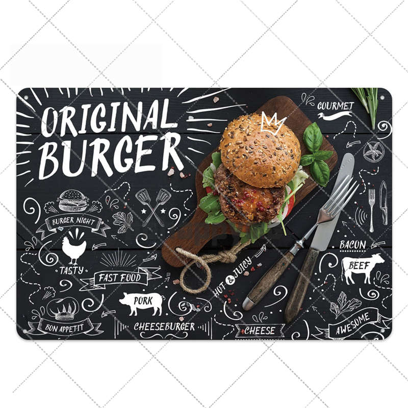 Segno di Latta Metallico Vintage per Cucina Poster Retrò Piatto per Cibo Pub Bar Cucina Sala da Pranzo Decorazione Murale Decorazione per la Casa 20*30cm