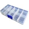 Compact 10-Compartment Clear Plastic Box with Removable, Sortable Dividers for Component Storage