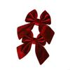 Plush Textured Christmas Bowknots Double Pack Decorative Accent For Festival Home Decors And Retail Window Displays