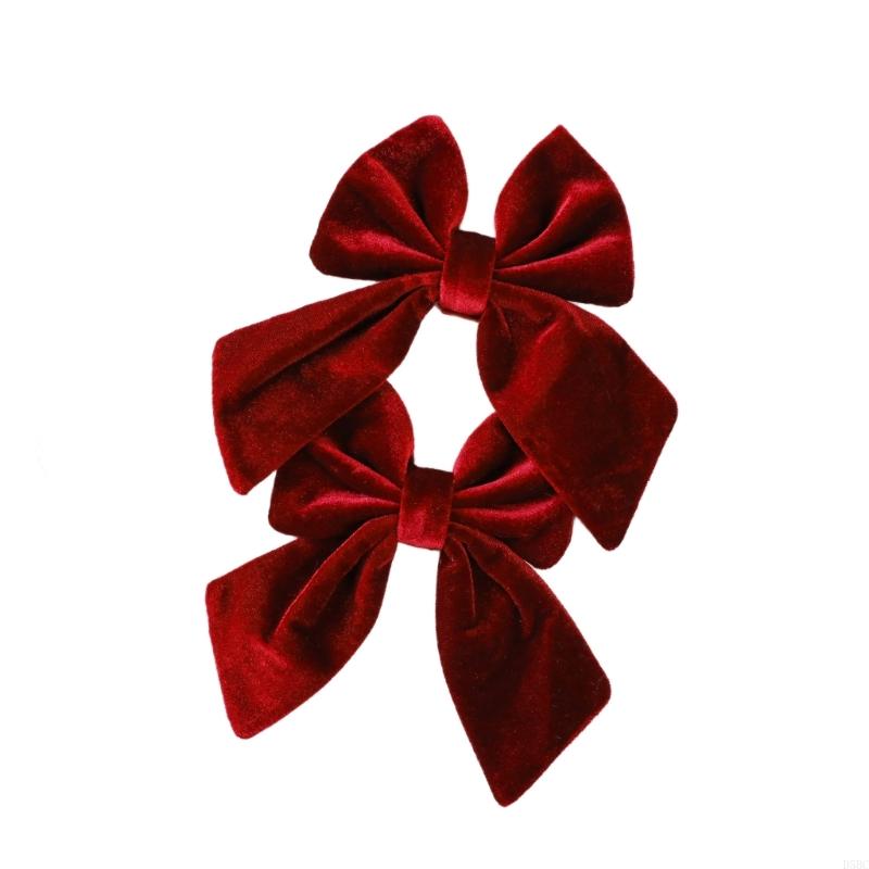 Plush Textured Christmas Bowknots Double Pack Decorative Accent For Festival Home Decors And Retail Window Displays