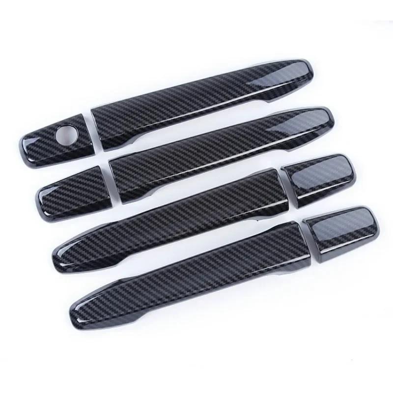 For Peugeot 4008 2012-2016  Glossy Black Carbon Fiber Chrome Car Door Handle Cover Trim Sticker Styling Auto Accessories