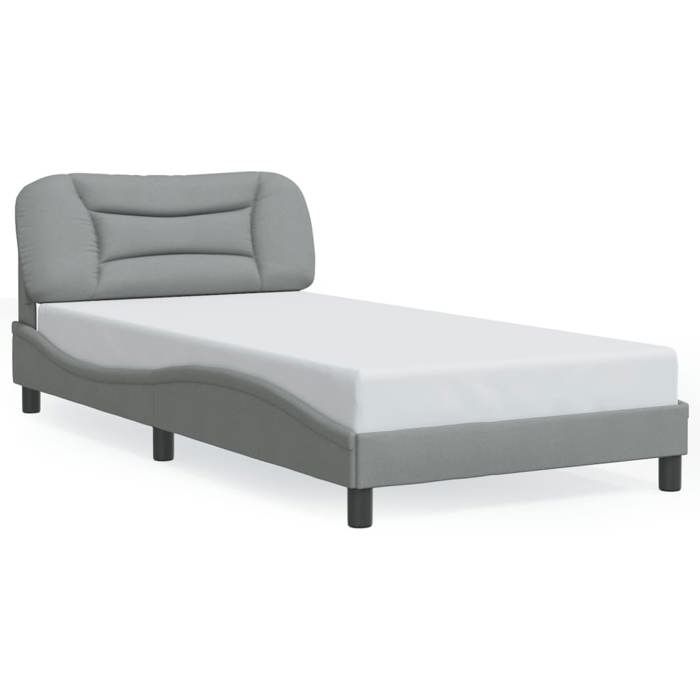 VidaXL Cadre de Lit avec Lumières LED, Lit Simple avec Coussin de Tête de Lit, Lit Adulte, Meuble de Chambre, Moderne, Gris 3213683