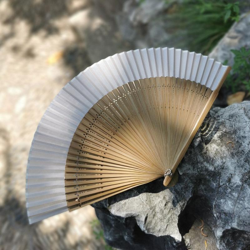 Ancient Chinese Style Green Bamboo Folding Fan for Hanfu/Cheongsam, Ideal for Dance and Summer Use