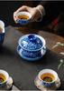 Porcelain Gaiwan Blue and White Plum Tea Tureen Blossom Sancai Chinese Kungfu Teacup Infuser Tea Bowl Household Kitchen Teaware