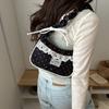 Lace Polka Dot Shoulder Bag Drawstring French Stick Handbag Cute Pleated Underarm Bag  Daily