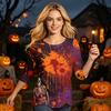 Halloween Shirt for Women 3/4 Sleeve Tunic Top Funny Splatter Pattern Casual Loose Holiday Graphic Blouse
